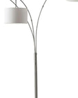 74" Silver Three Light Tree Floor Lamp With White Linen Drum Shade