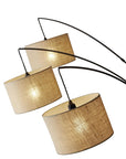 74" Silver Three Light Tree Floor Lamp With White Linen Drum Shade