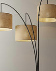 74" Silver Three Light Tree Floor Lamp With White Linen Drum Shade