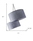 91" Silver Three Light Tree Floor Lamp With Gray Linen Drum Shade