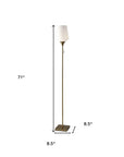 71" Brass Metal Torchiere Floor Lamp With White Glass Novelty Shade
