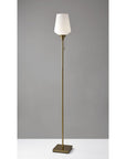 71" Brass Metal Torchiere Floor Lamp With White Glass Novelty Shade