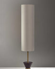 59" Brass Column With Beige Fabric Shade