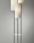 68" Silver Three Light Novelty Floor Lamp With White Linen Cylinder Shade