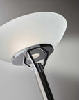 Frosted Glass Shade Uplighting Torchiere In Brushed Steel