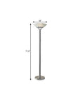 Frosted Glass Shade Uplighting Torchiere In Brushed Steel