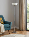 72" Silver With White Glass Shade