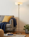 71" Brushed Led Torchiere Floor Lamp With White Empire Shade