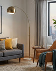 78" Brass Metal Arc Floor Lamp With Brass Metal Bowl Shade