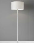 60" White Floor Lamp With White Fabric Drum Shade