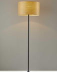 60" White Floor Lamp With White Fabric Drum Shade