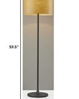 60" White Floor Lamp With White Fabric Drum Shade