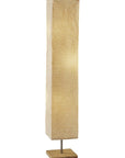 57" Brown And White Two Light Column Floor Lamp With White Paper Rectangular Shade