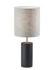 Black Wood Circular Block Table Lamp