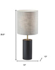 Black Wood Circular Block Table Lamp