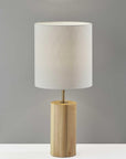 Black Wood Circular Block Table Lamp