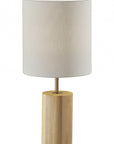 Black Wood Circular Block Table Lamp