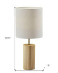 Black Wood Circular Block Table Lamp
