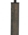 62" Black Wood And Metal Floor Lamp With Light Gray Fabric Drum Shade