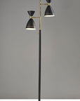68" Black And Gold Metal Two Light Task Floor Lamp With Black Metal Cone Shade