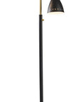 68" Black And Gold Metal Two Light Task Floor Lamp With Black Metal Cone Shade