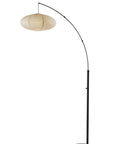 80" Beige And Black Arc Floor Lamp With Beige Paper Globe Shade