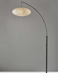 80" Beige And Black Arc Floor Lamp With Beige Paper Globe Shade