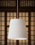 White Drum Textile Chandelier With White Shades