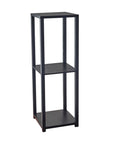35" Black Solid Wood Square End Table With Two Shelves