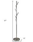 67" Brushed Steel Coat Tree Rack