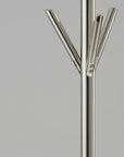68" Silver Steel Six Hook Freestanding Coat Rack