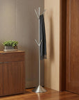 68" Silver Steel Six Hook Freestanding Coat Rack