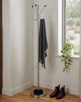 13" X 68" Brushed Steel Brushed Steel Stand Coat Rack