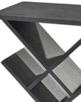 19" Black Solid Wood Pedestal Console Table