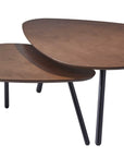 Set of Two Brown And Black Wood And Metal Oval Nested Tables