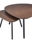 Set of Two Brown And Black Wood And Metal Oval Nested Tables