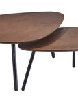Set of Two Brown And Black Wood And Metal Oval Nested Tables