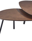 Set of Two Brown And Black Wood And Metal Oval Nested Tables