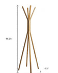 68" Natural Modern Wood Coat Tree Rack