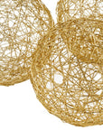 Set of Three Gold Aluminum Decorative Orbs