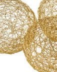 Set of Three Gold Aluminum Decorative Orbs