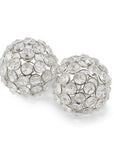 Set of Two Silver And Clear Faux Crystal And Metal Orb Decorative Tabletop Sculptures
