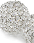 Set of Two Silver And Clear Faux Crystal And Metal Orb Decorative Tabletop Sculptures