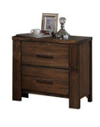 25" Brown Wood Two Drawer Nightstand