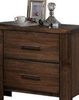 25" Brown Wood Two Drawer Nightstand