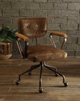 Black and Dark Brown Adjustable Swivel Leather Rolling Executive Office Chair