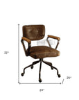 Black and Dark Brown Adjustable Swivel Leather Rolling Executive Office Chair