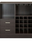 47" Espresso Solid Wood Frame With Five Shelves And Two Drawers