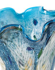 17" Blue And Green Cylinder Crystal Glass Table Vase