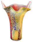 17" Red and Yellow Glass Abstract Novelty Table Vase